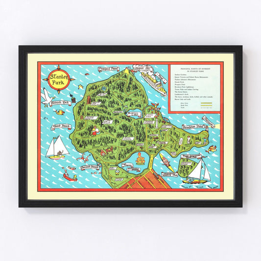 Vintage map of Stanley Park, Vancouver, 1938