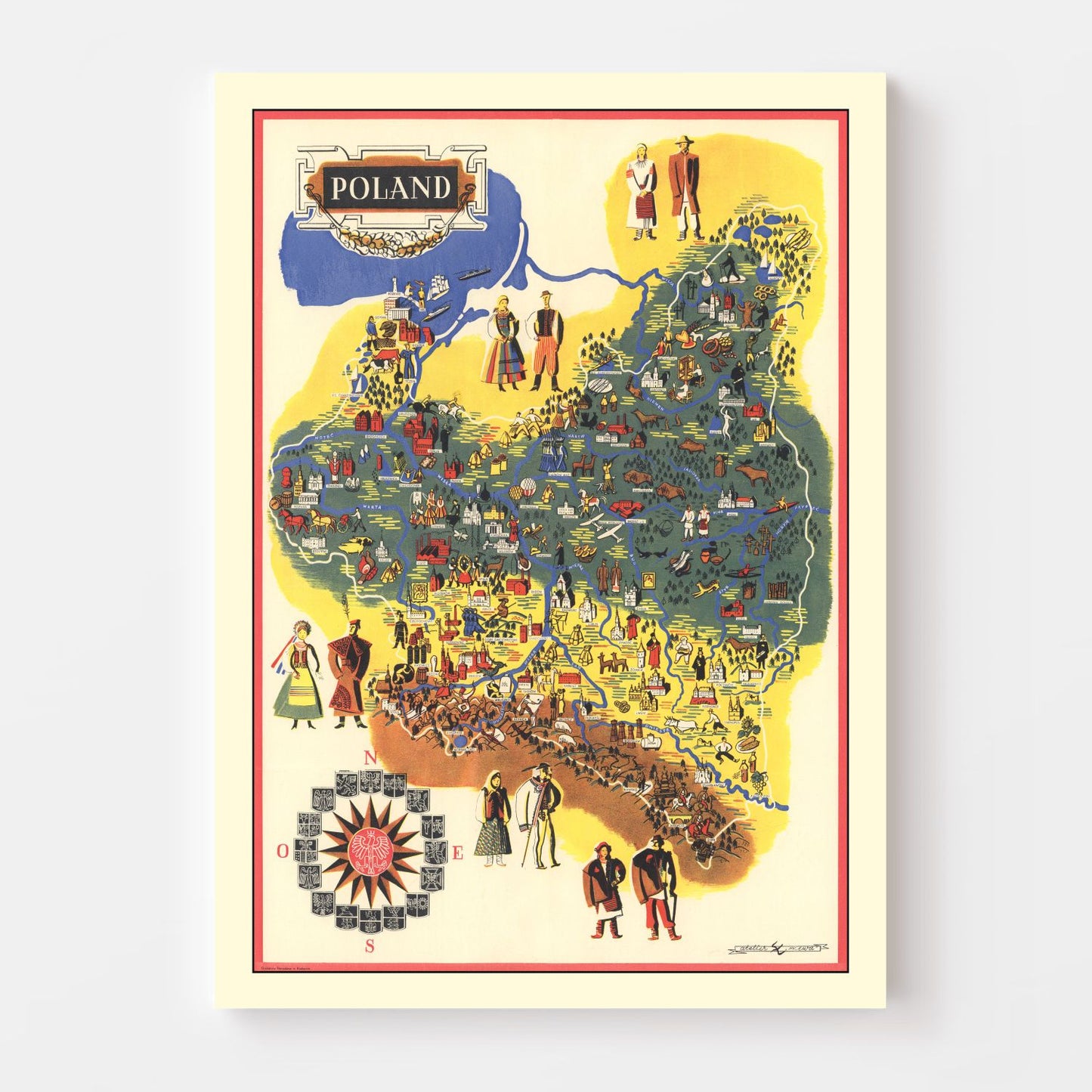Vintage Map of Poland, 1935