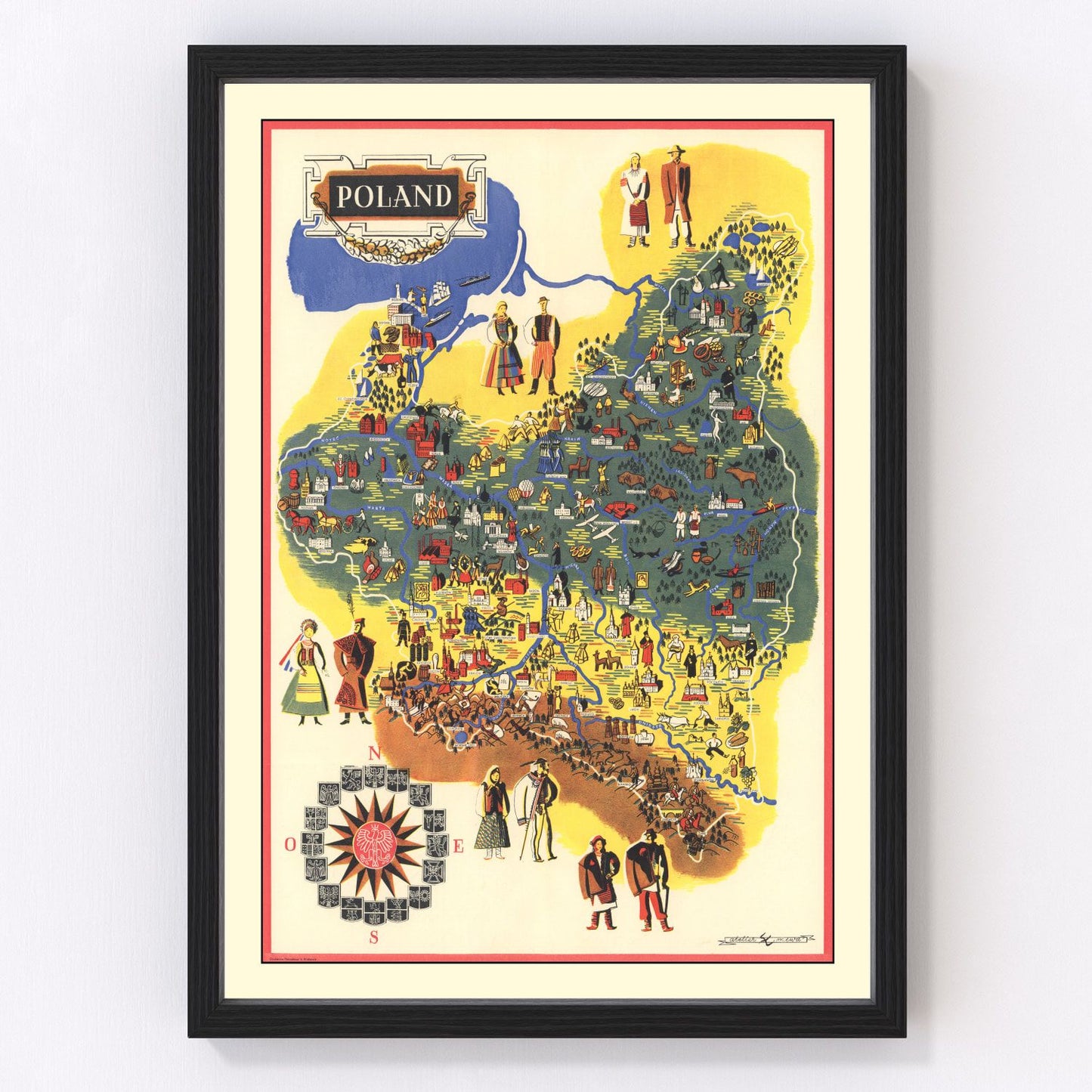 vintage map of Poland, 1935
