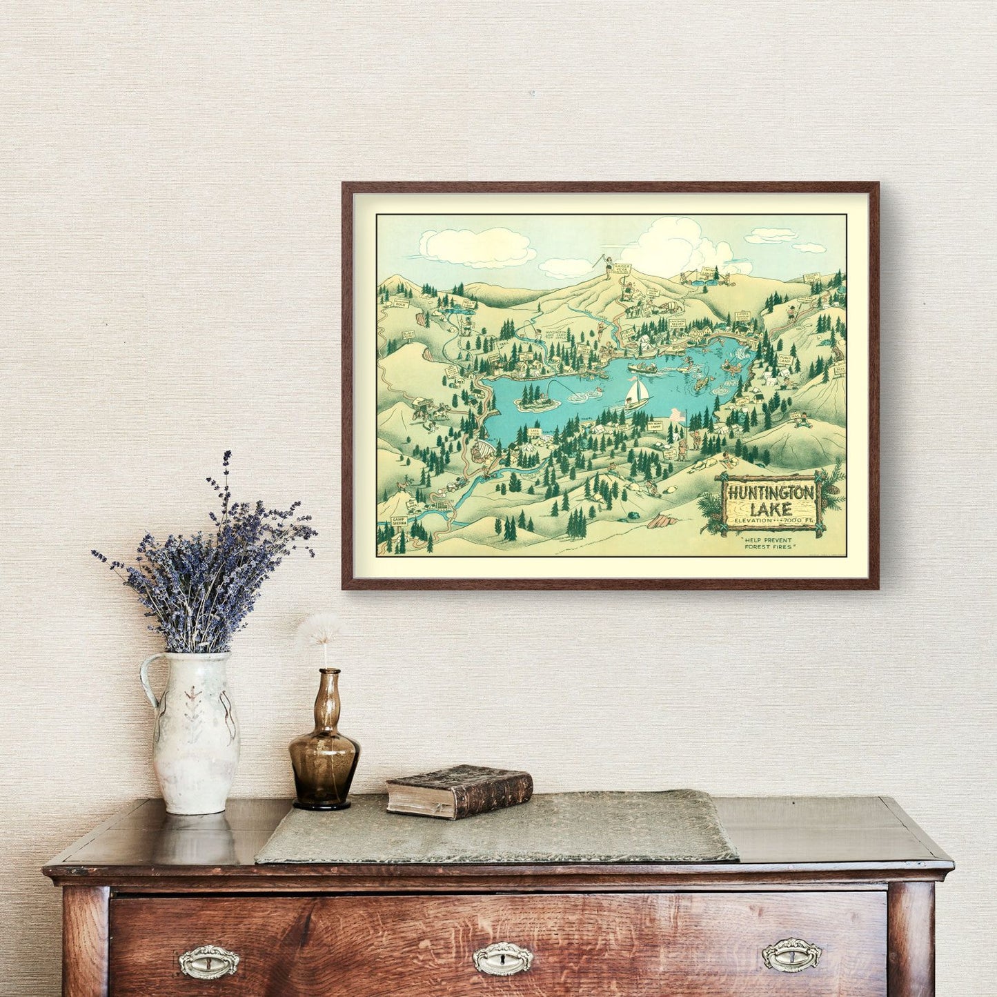 Vintage Map of Huntington Lake, California, 1940