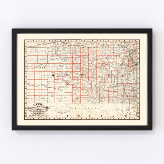 vintage railroad map of Nebraska, 1882