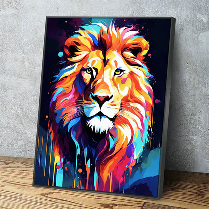 The Lion abstract canvas wall art, king of the jungle animal decor