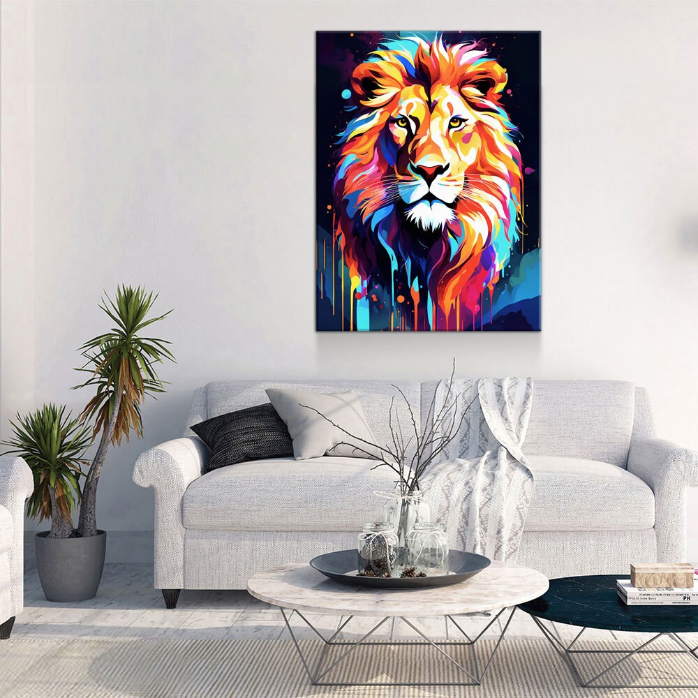 The Lion Canvas Wall Art, Abstract Lion Print