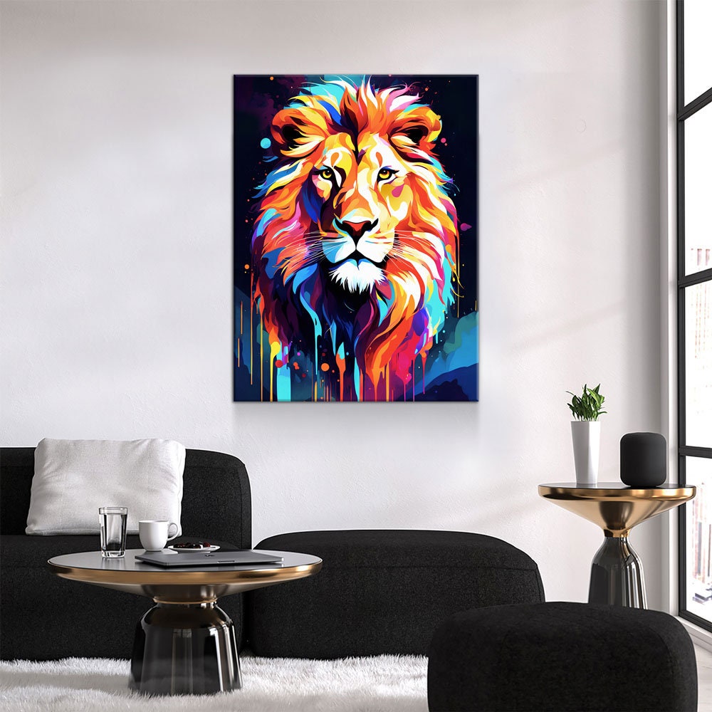 The Lion Canvas Wall Art, Abstract Lion Print