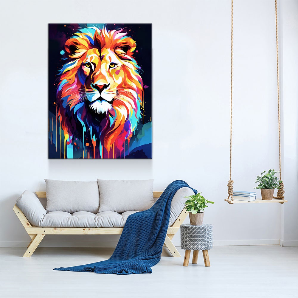 The Lion Canvas Wall Art, Abstract Lion Print