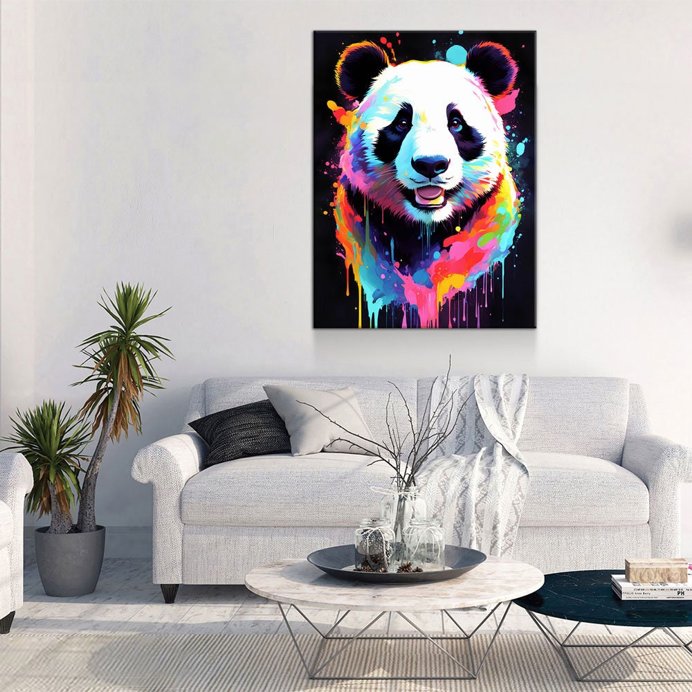 The Panda Canvas Wall Art - Abstract Panda Print