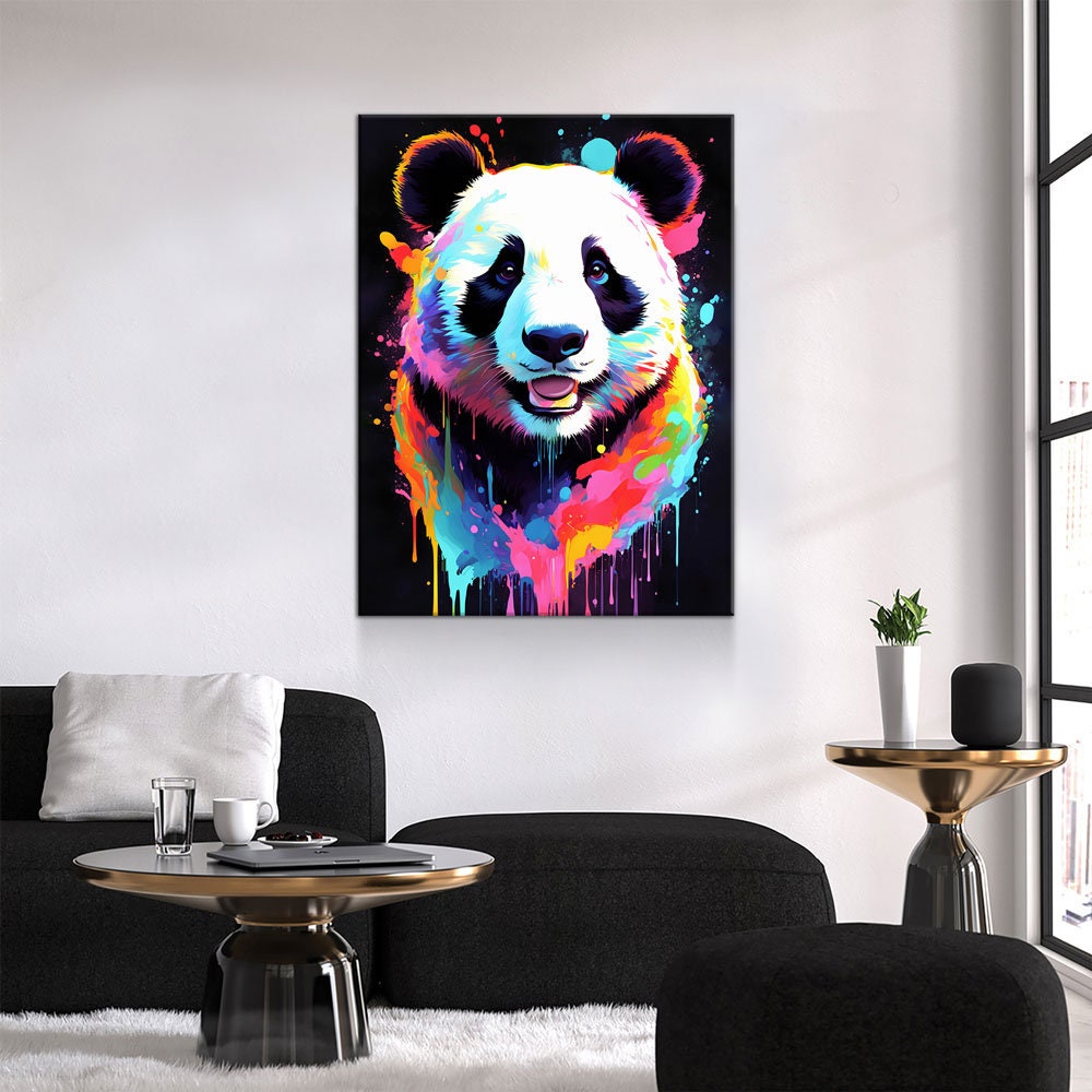The Panda Canvas Wall Art - Abstract Panda Print
