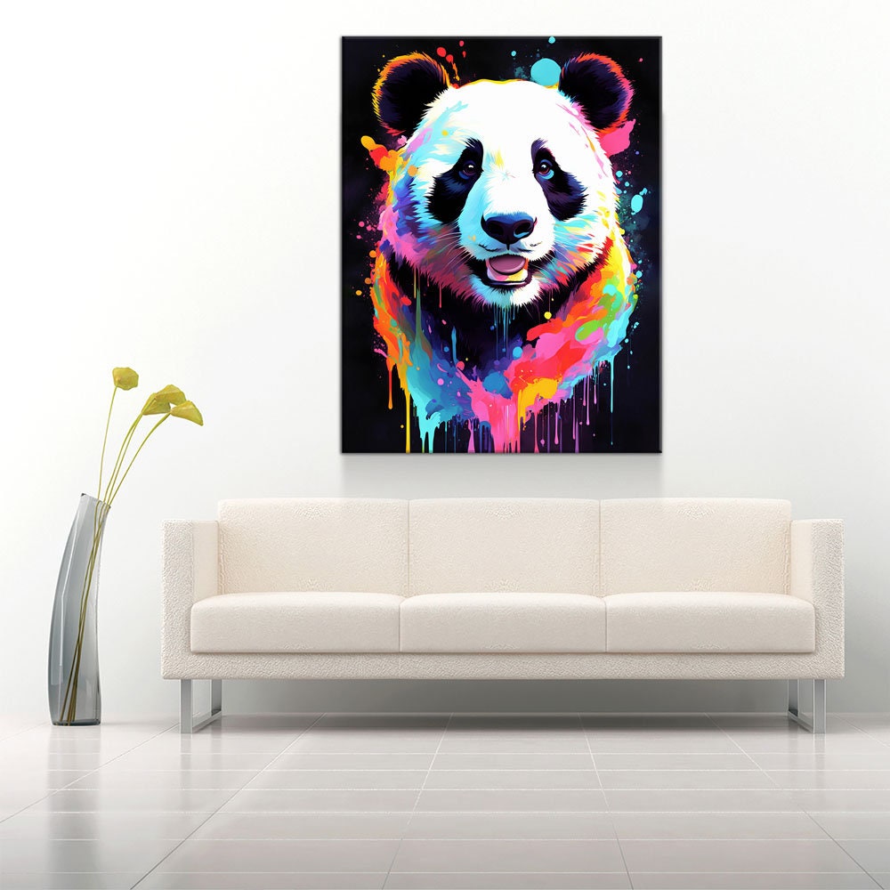 The Panda Canvas Wall Art - Abstract Panda Print