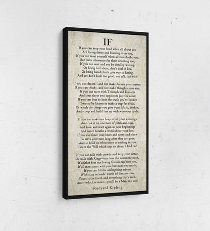 If Poem Canvas Wall Art, Rudyard Kipling Graduation Gift
