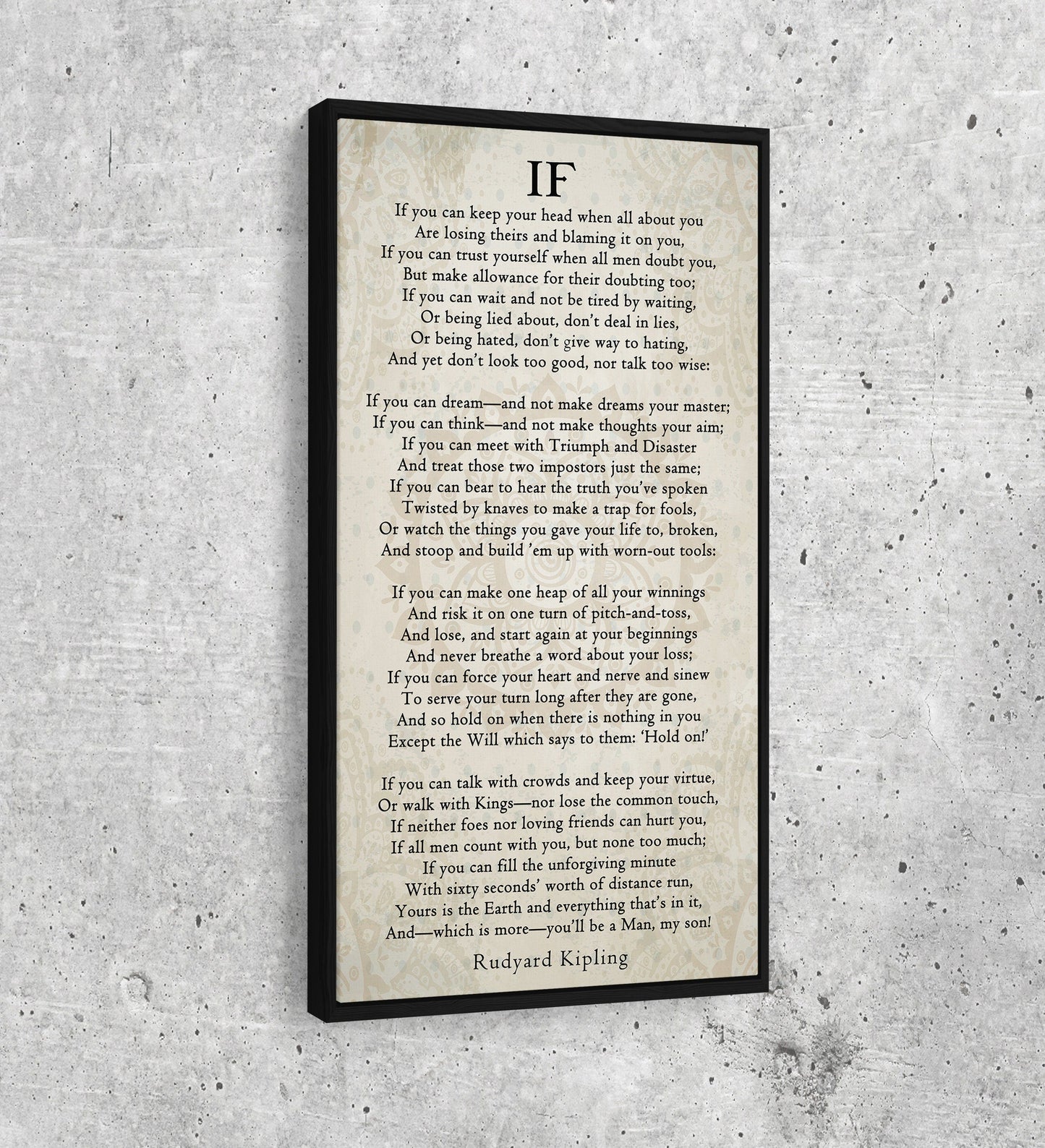 If poem canvas wall art by Rudyard Kipling, inspirational graduation gift