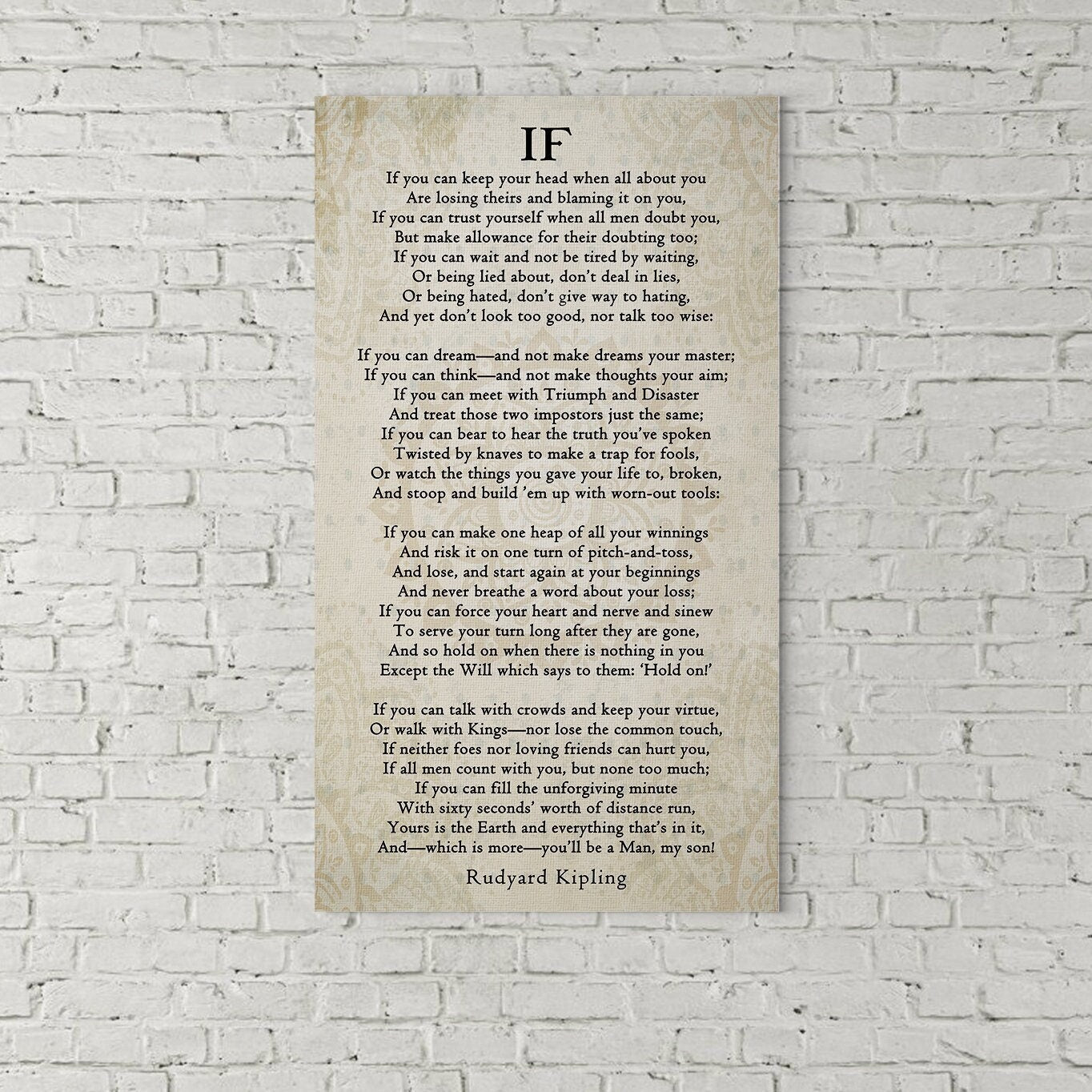 If Poem Canvas Wall Art, Rudyard Kipling Graduation Gift