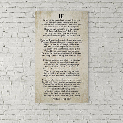 If Poem Canvas Wall Art, Rudyard Kipling Graduation Gift