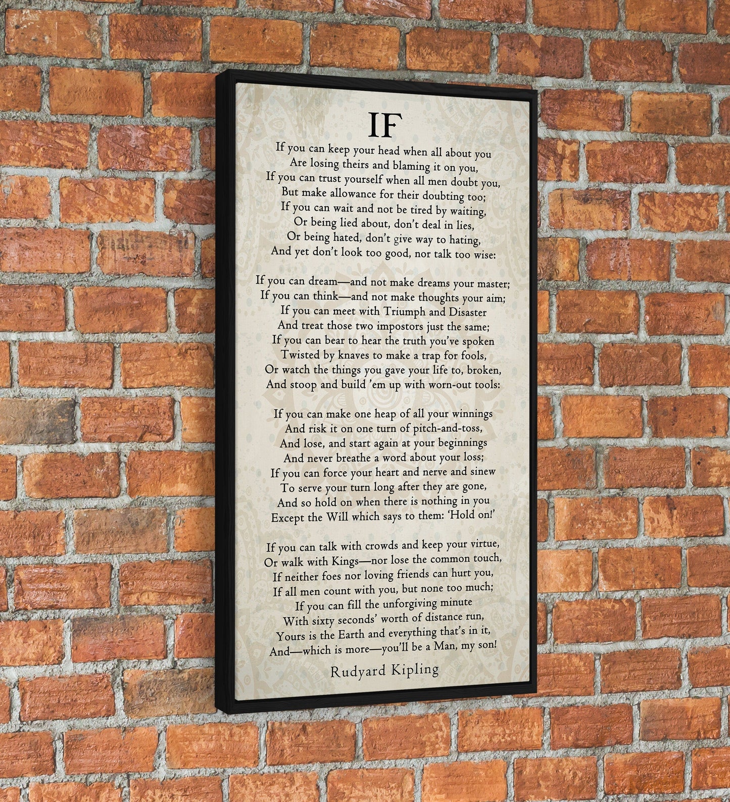 If Poem Canvas Wall Art, Rudyard Kipling Graduation Gift