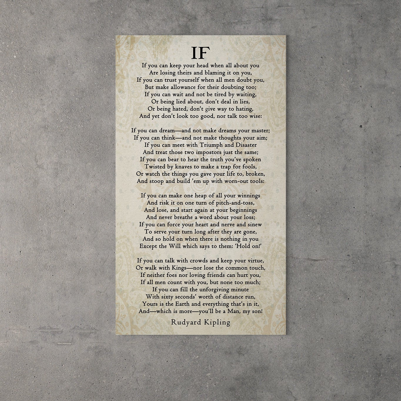 If Poem Canvas Wall Art, Rudyard Kipling Graduation Gift