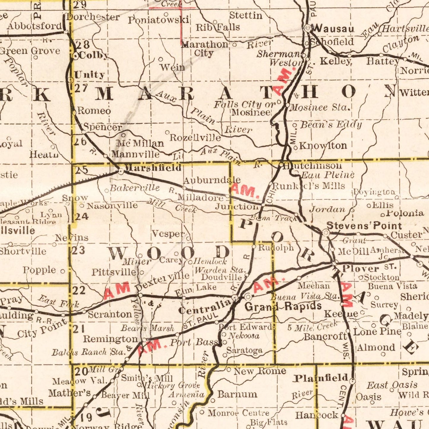 Vintage Map of Wisconsin, 1882