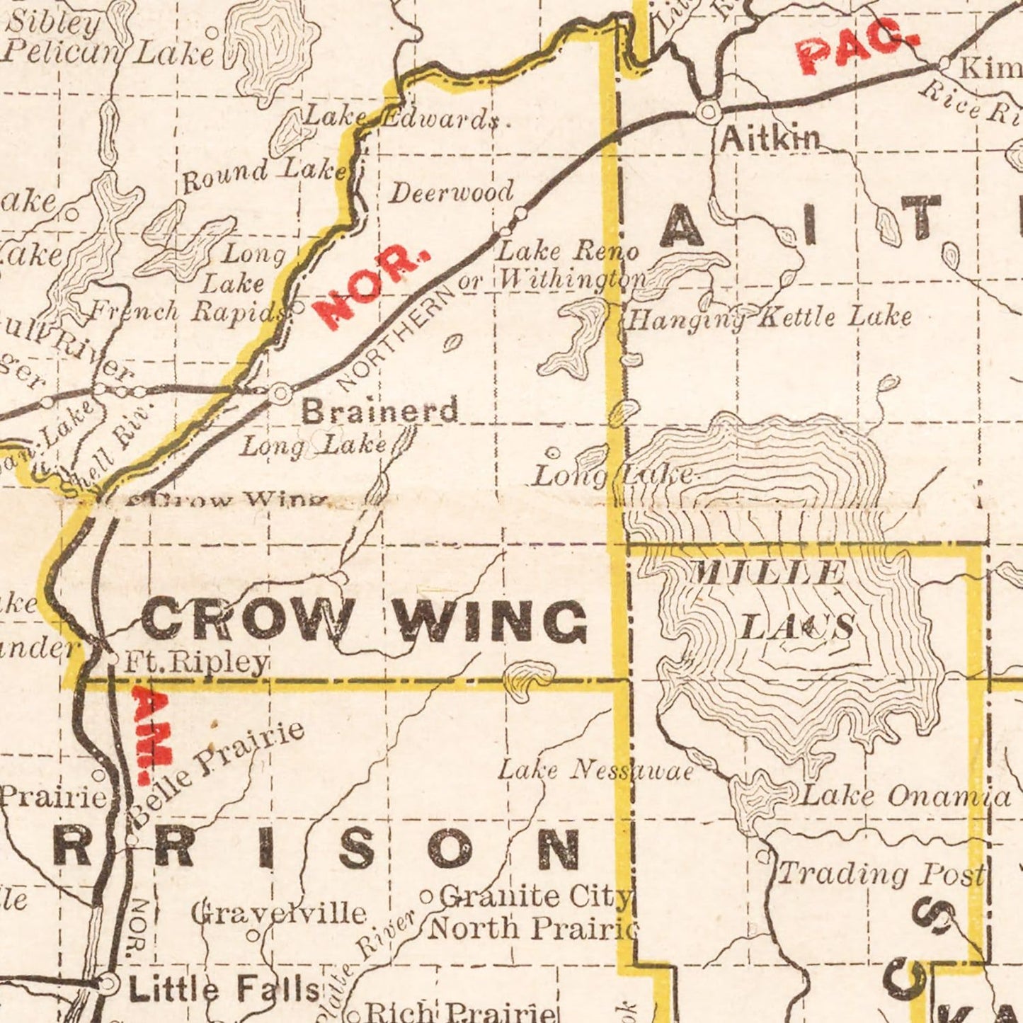 Vintage Map of Minnesota, 1882