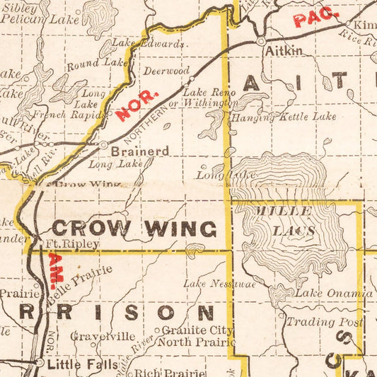 Vintage Map of Minnesota, 1882