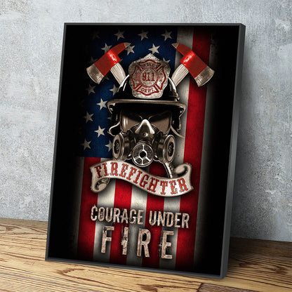 Courage Under Fire firefighter thin red line canvas wall art