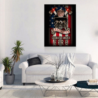 Courage Under Fire Firefighter Canvas Wall Art, Firehouse Decor