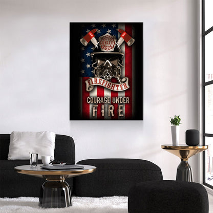 Courage Under Fire Firefighter Canvas Wall Art, Firehouse Decor