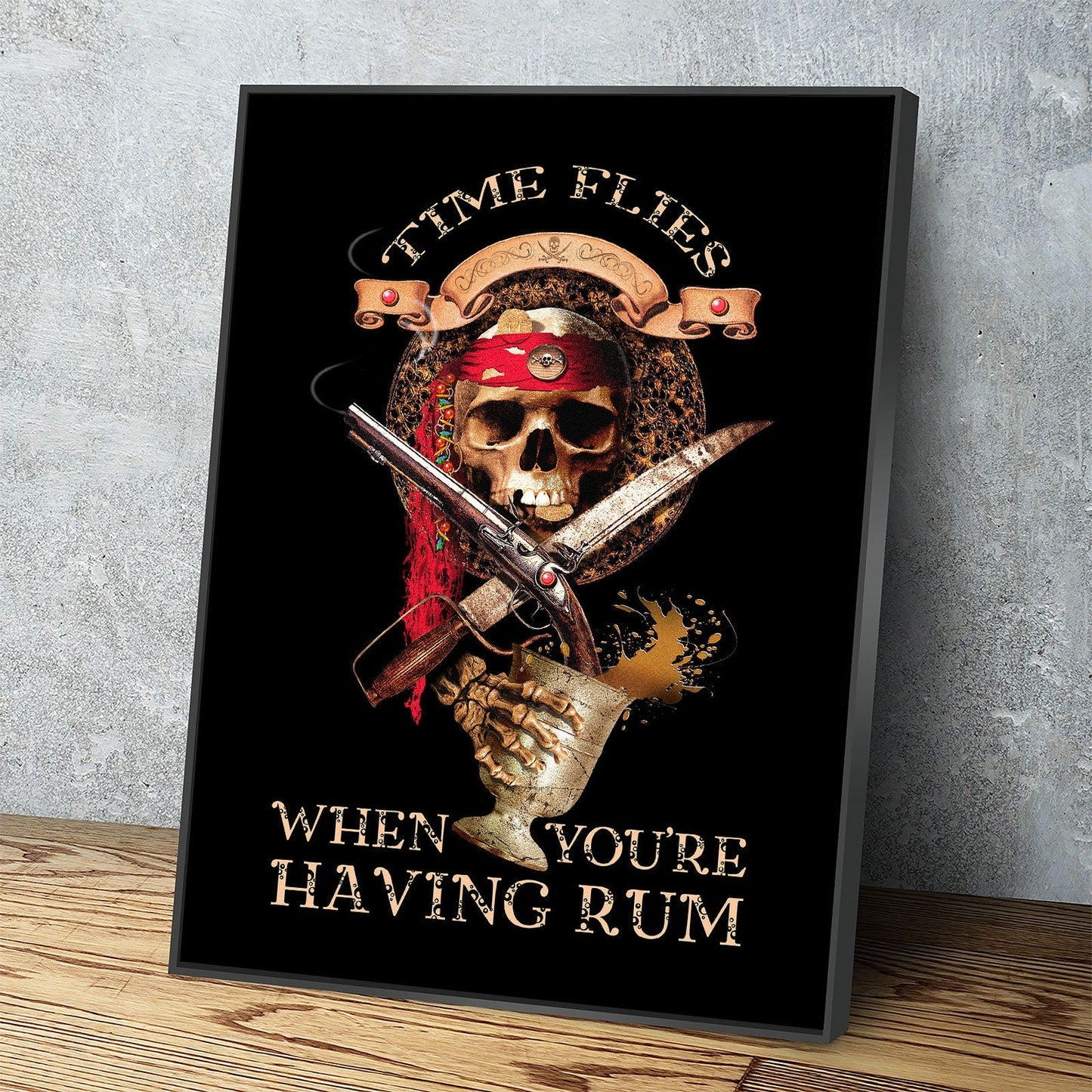 Time Flies When You're Having Rum pirate bar canvas wall art