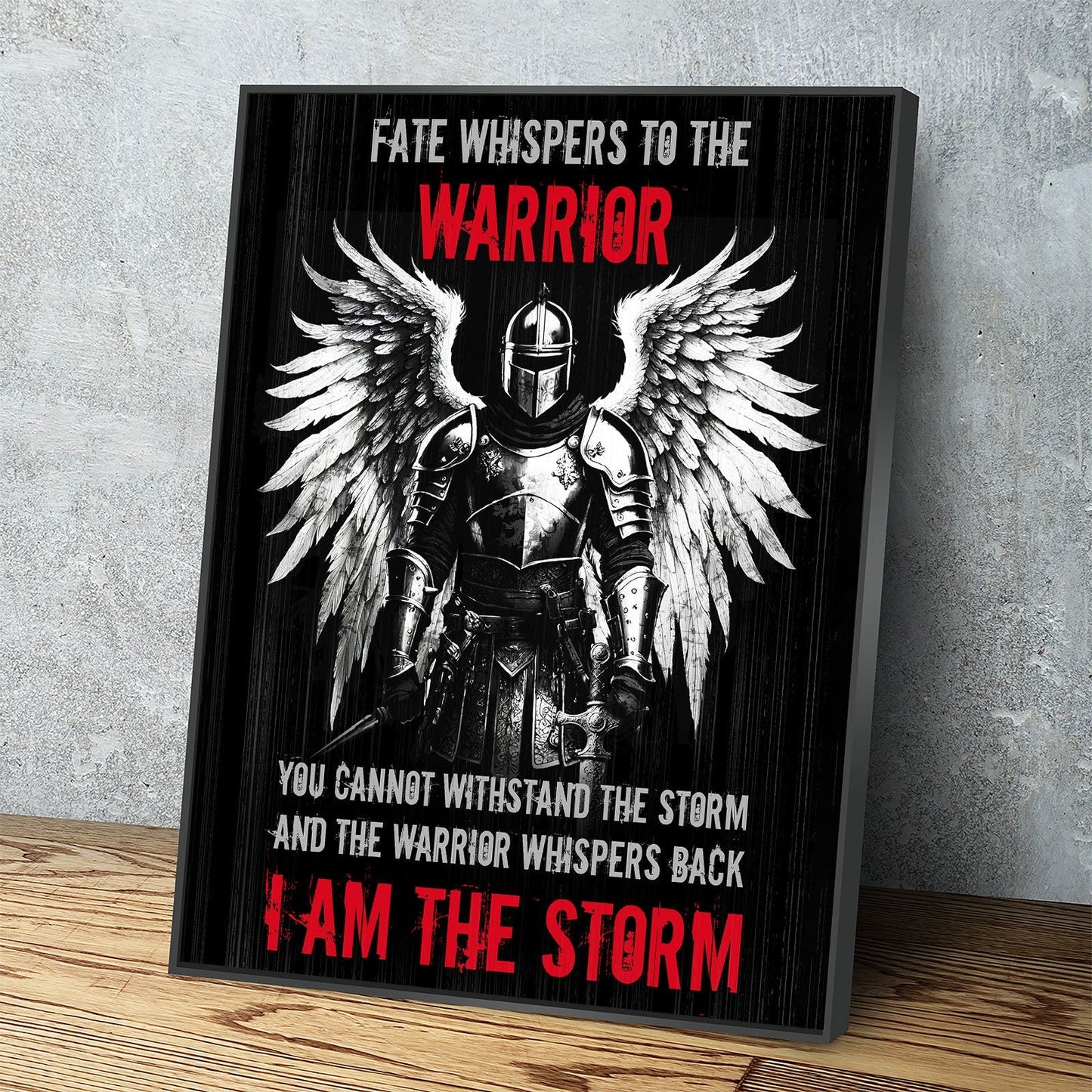 Fate Whispers To The Warrior gallery-wrapped canvas wall art for man cave decor