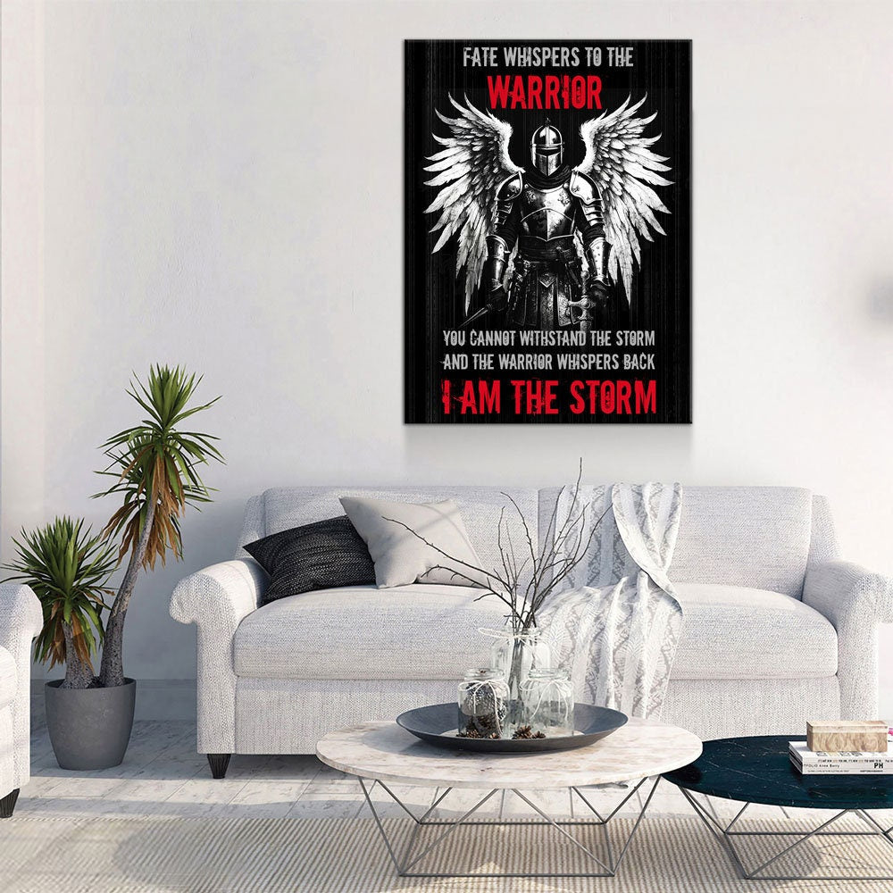 Fate Whispers To The Warrior Canvas Wall Art, Man Cave Decor
