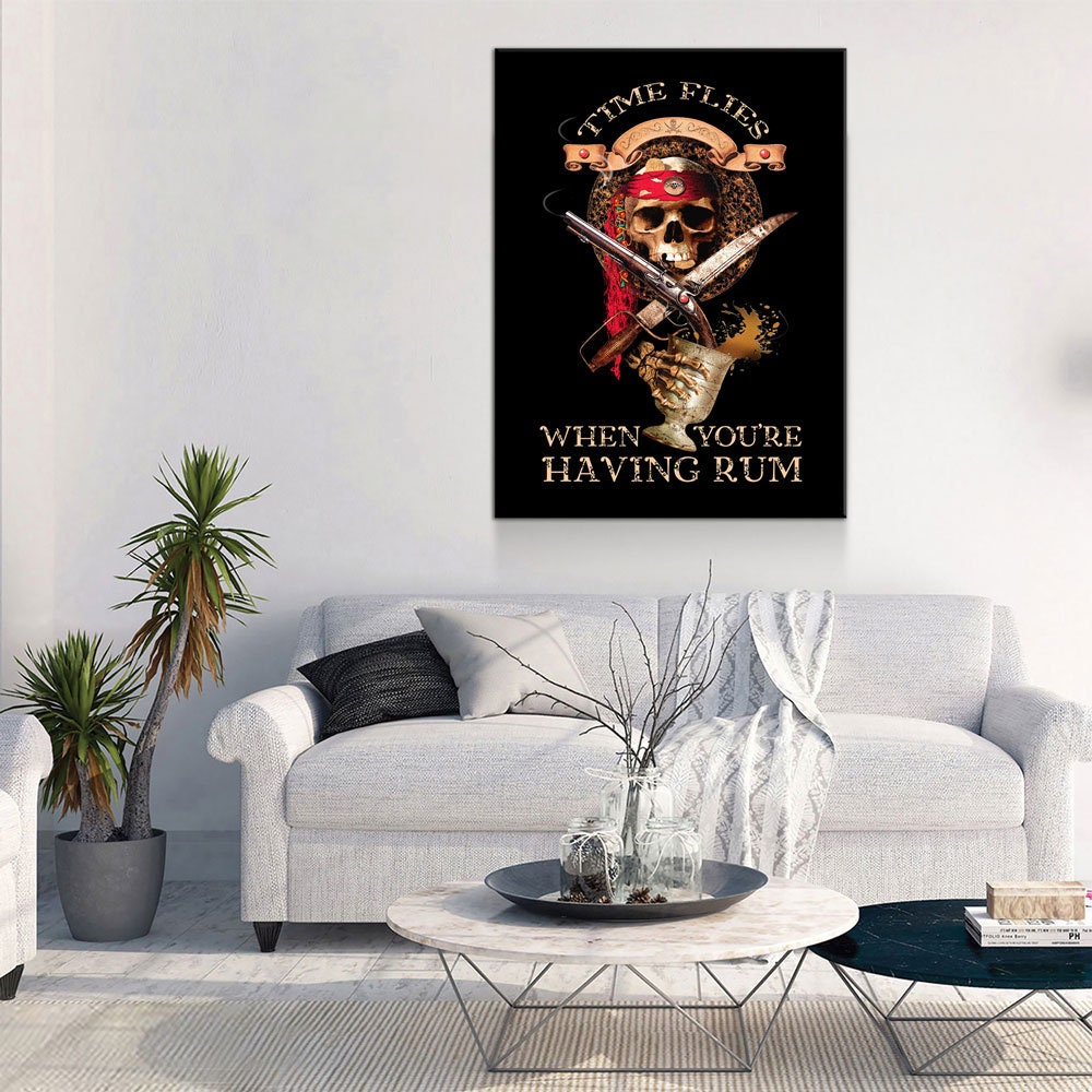 Time Flies When You're Having Rum Canvas, Pirate Bar Decor