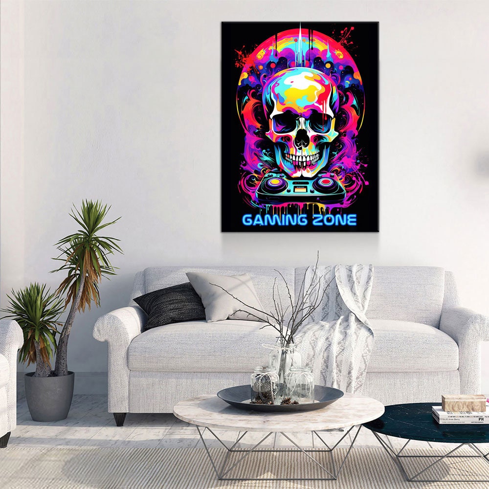 Gaming Zone Canvas Wall Art, Gamer Room Decor