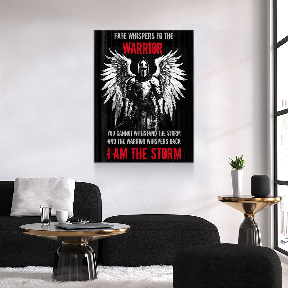 Fate Whispers To The Warrior Canvas Wall Art, Man Cave Decor