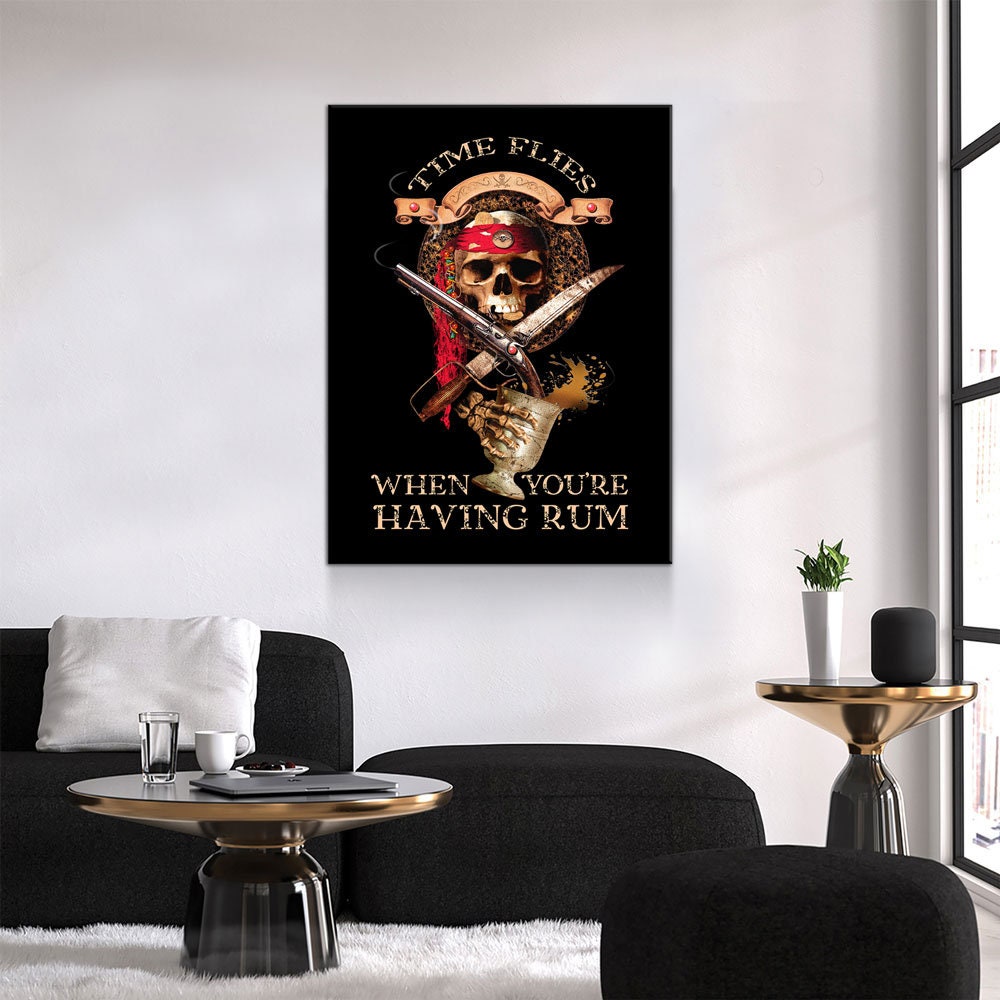 Time Flies When You're Having Rum Canvas, Pirate Bar Decor