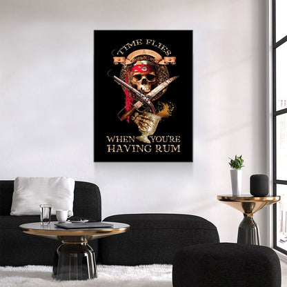 Time Flies When You're Having Rum Canvas, Pirate Bar Decor