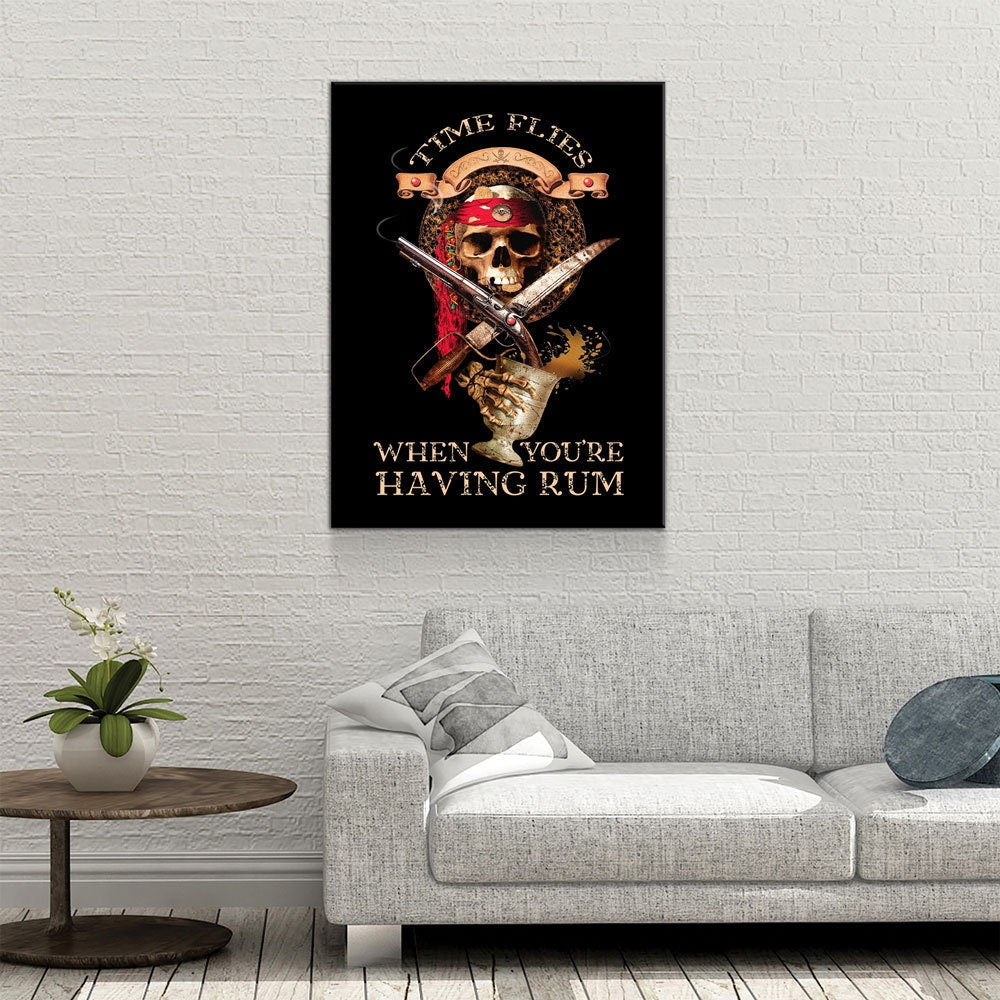 Time Flies When You're Having Rum Canvas, Pirate Bar Decor