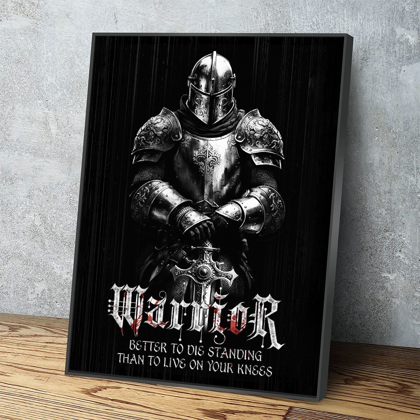 Warrior Code motivational quote canvas wall art for man cave