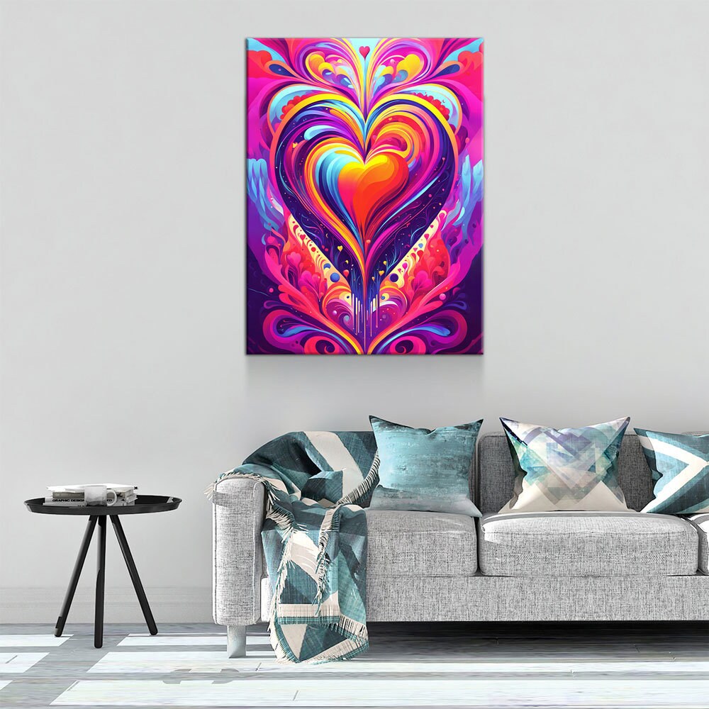All You Need Is Love Canvas, Abstract Heart Wall Art
