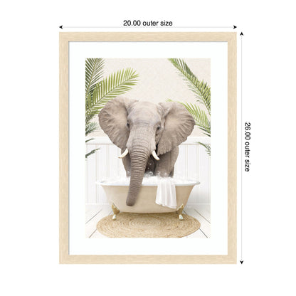 Elephant Front Palm Bathtub by Amy Peterson Framed Wall Art Print
