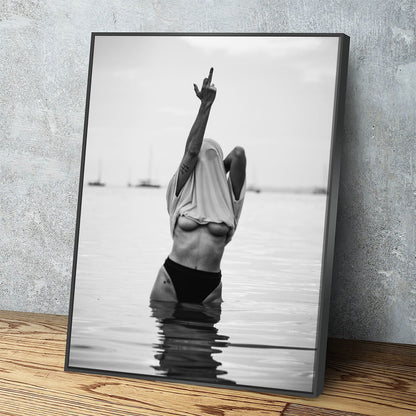 Feminist Attitude black and white fashion canvas wall art