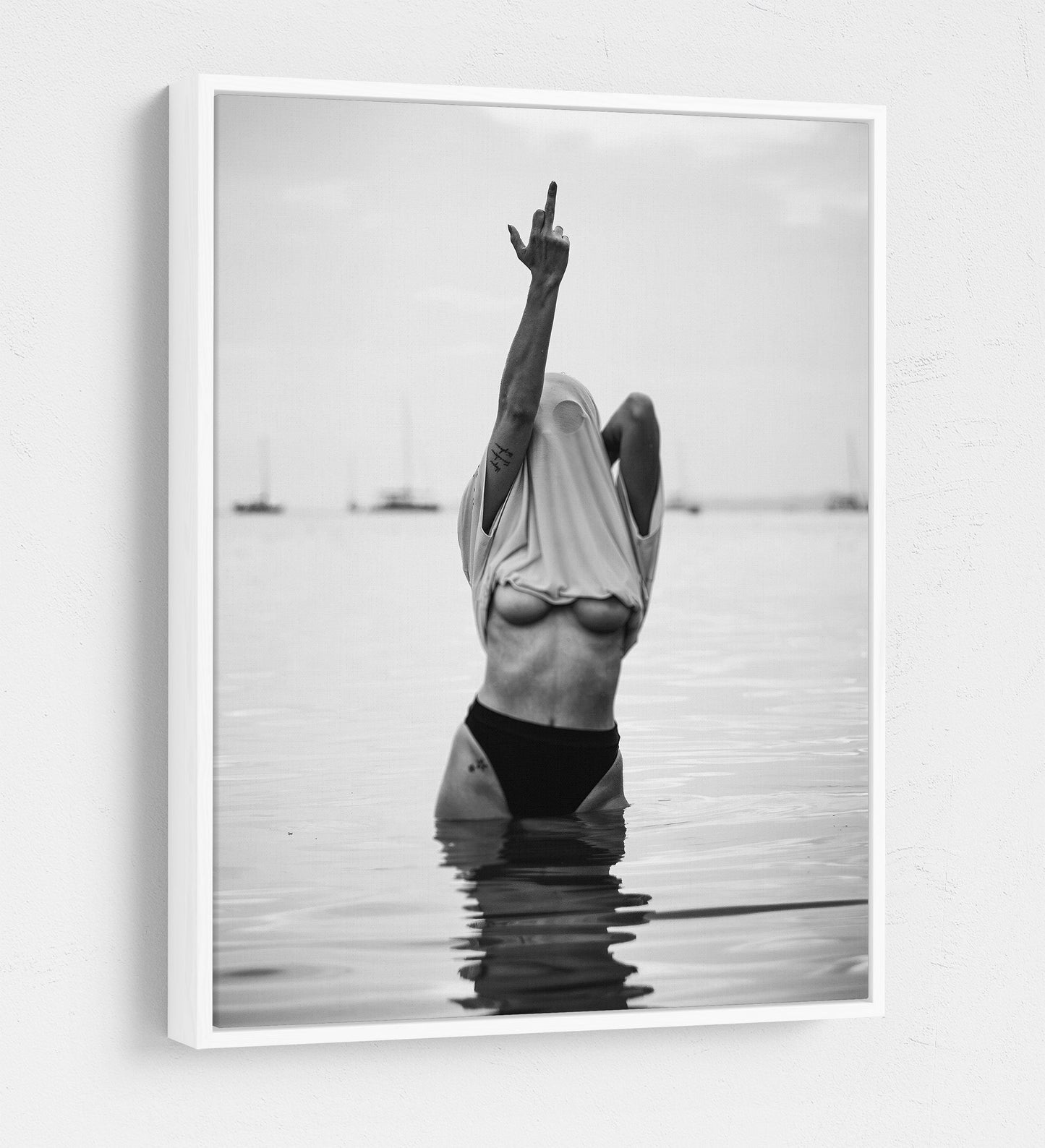 Feminist Attitude Canvas Wall Art, Black And White Fashion Print