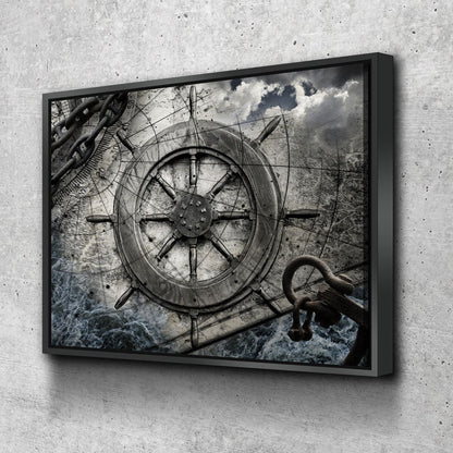 Captain Ships Wheel Canvas Wall Art - Nautical Decor
