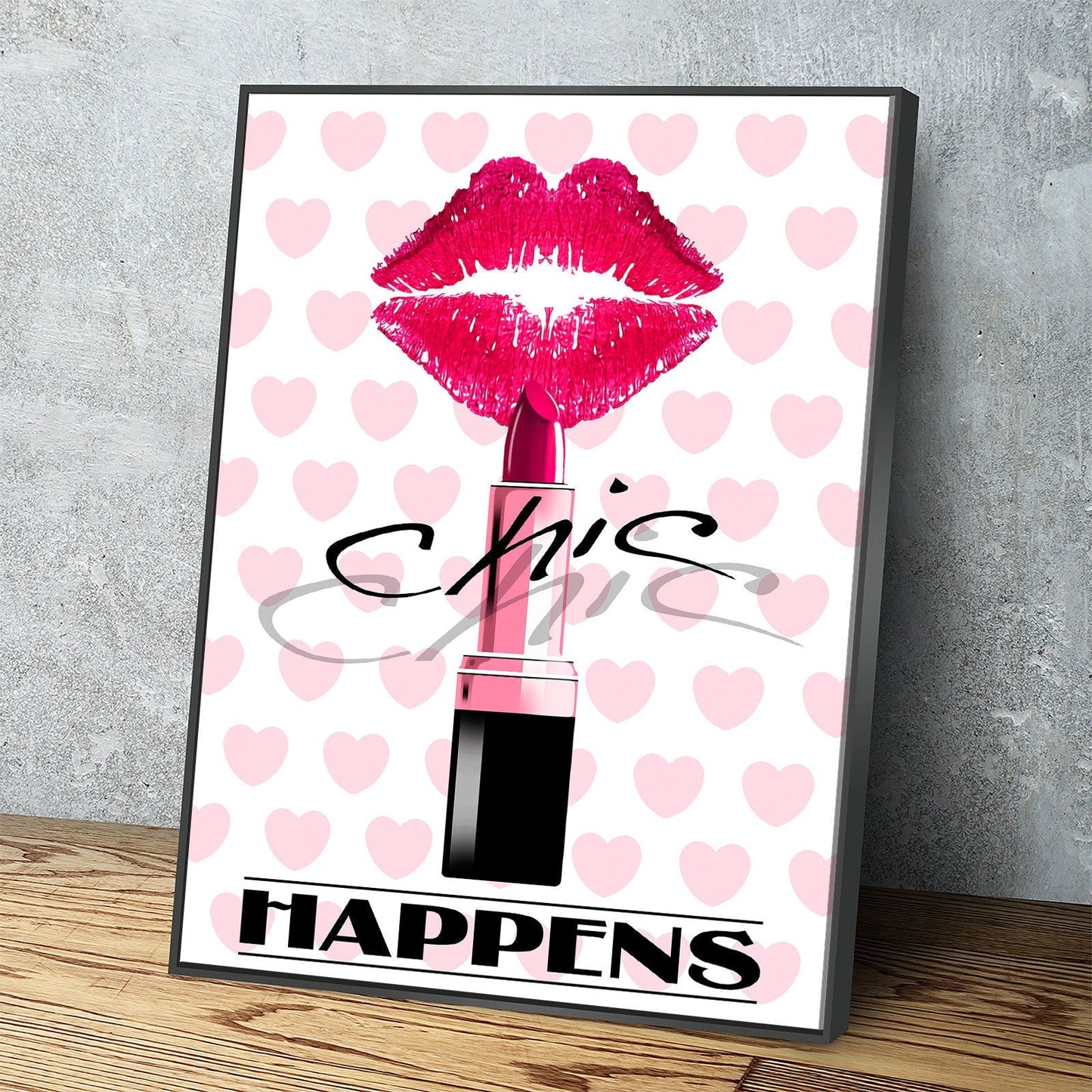 Chic Happens Canvas Wall Art, Beauty Salon Lips Decor