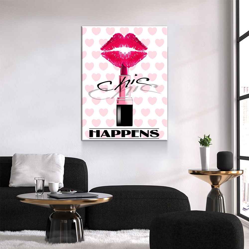 Chic Happens Canvas Wall Art, Beauty Salon Lips Decor