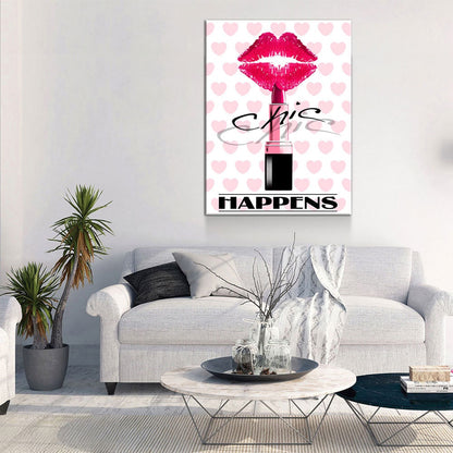 Chic Happens Canvas Wall Art, Beauty Salon Lips Decor