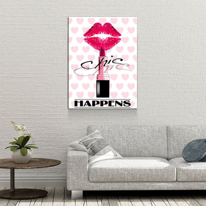 Chic Happens Canvas Wall Art, Beauty Salon Lips Decor
