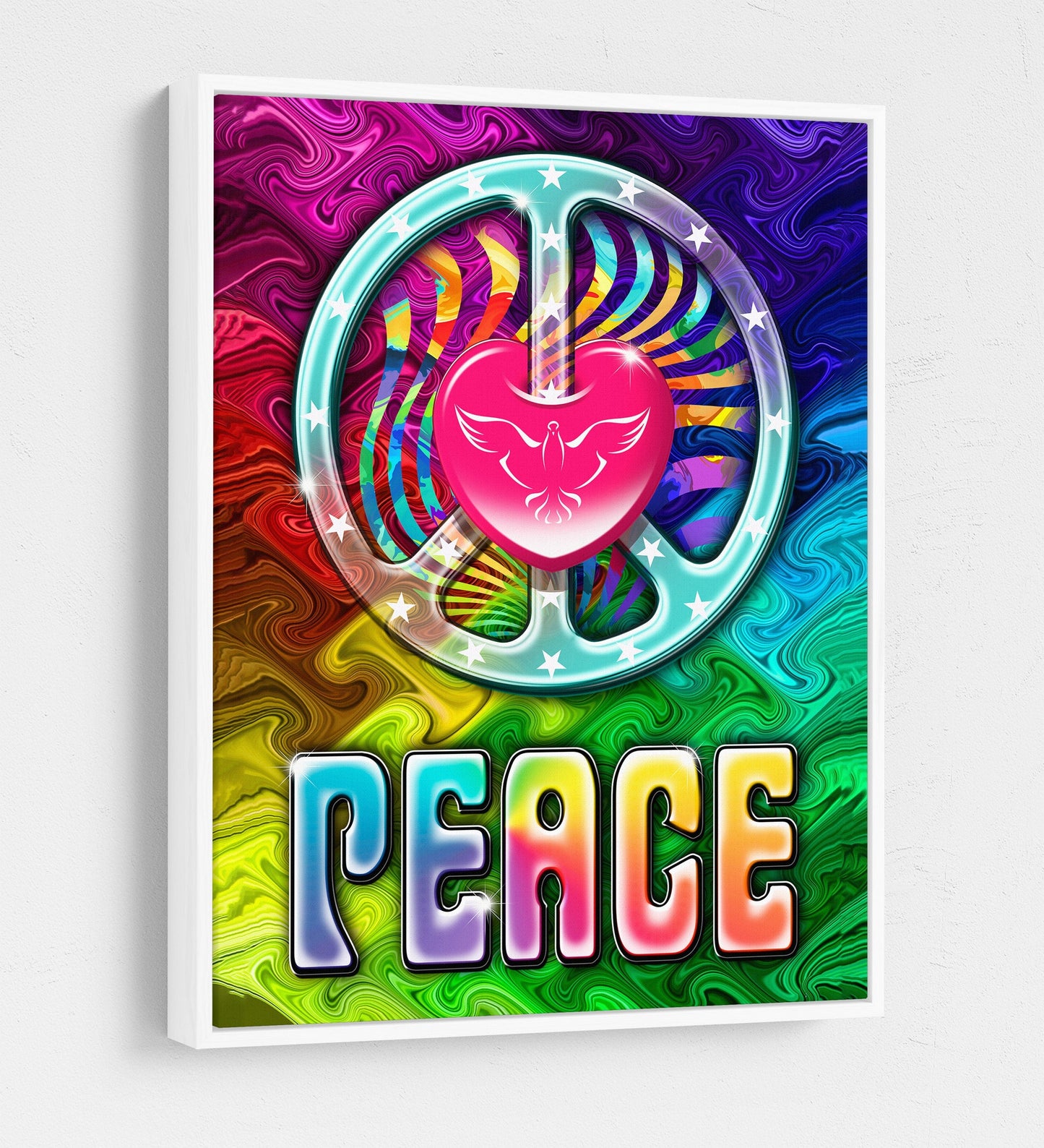 Love And Peace Tie-Dye Canvas Wall Art