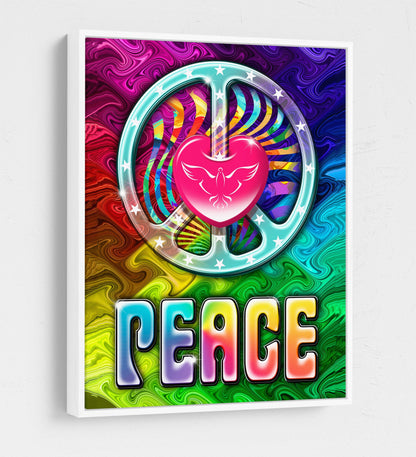 Love And Peace Tie-Dye Canvas Wall Art