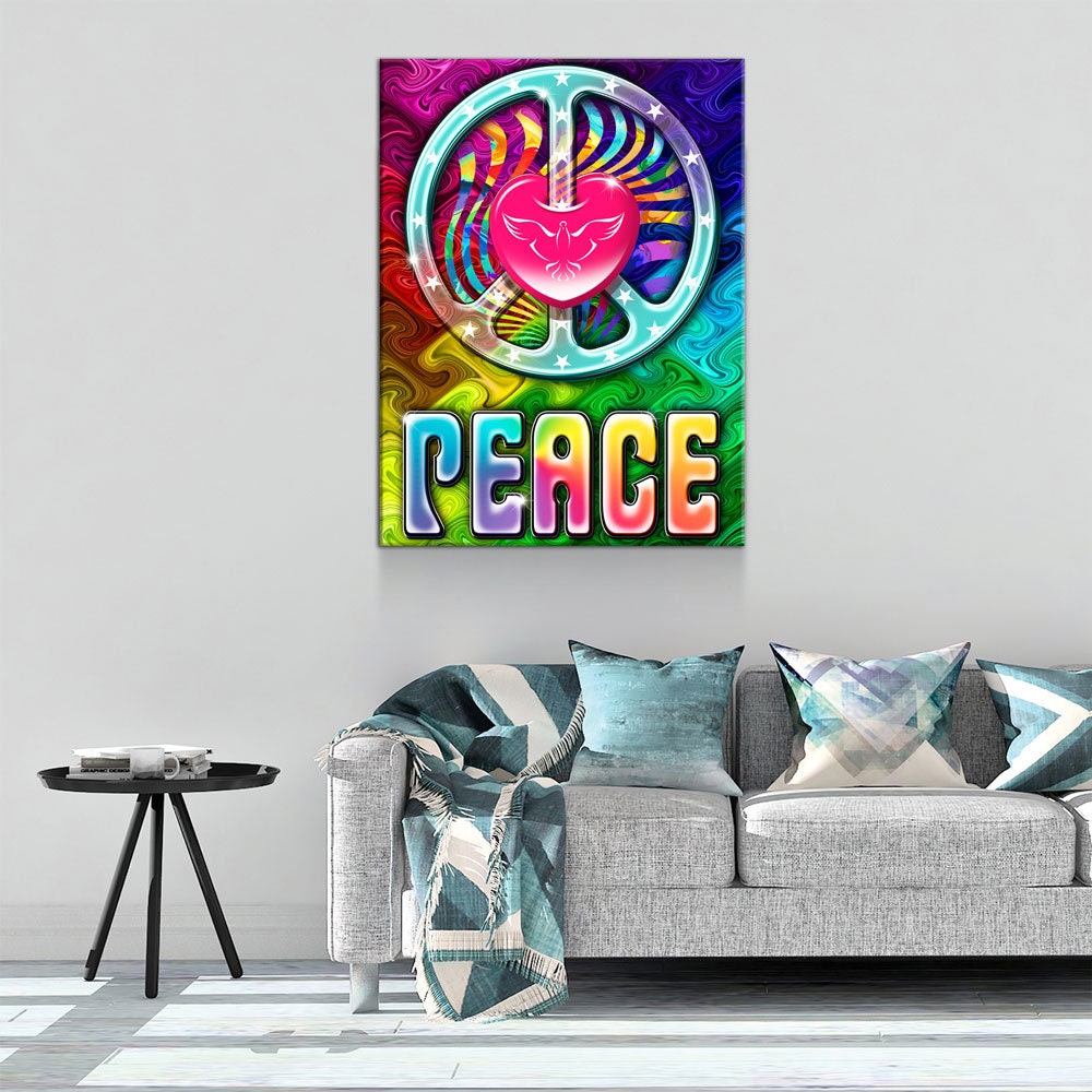 Love And Peace Tie-Dye Canvas Wall Art