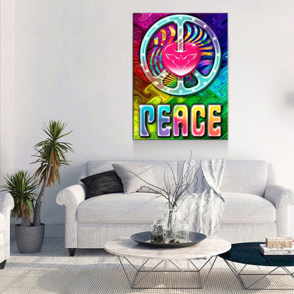 Love And Peace Tie-Dye Canvas Wall Art