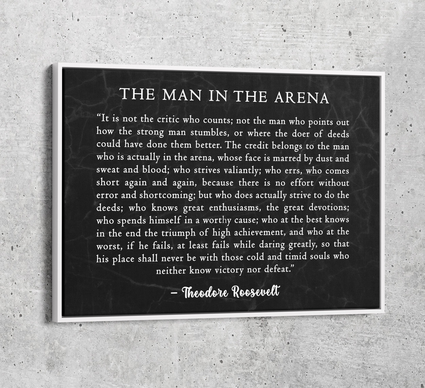 The Man in the Arena Canvas Wall Art, Motivational Quote