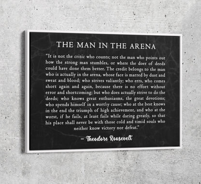 The Man in the Arena Canvas Wall Art, Motivational Quote