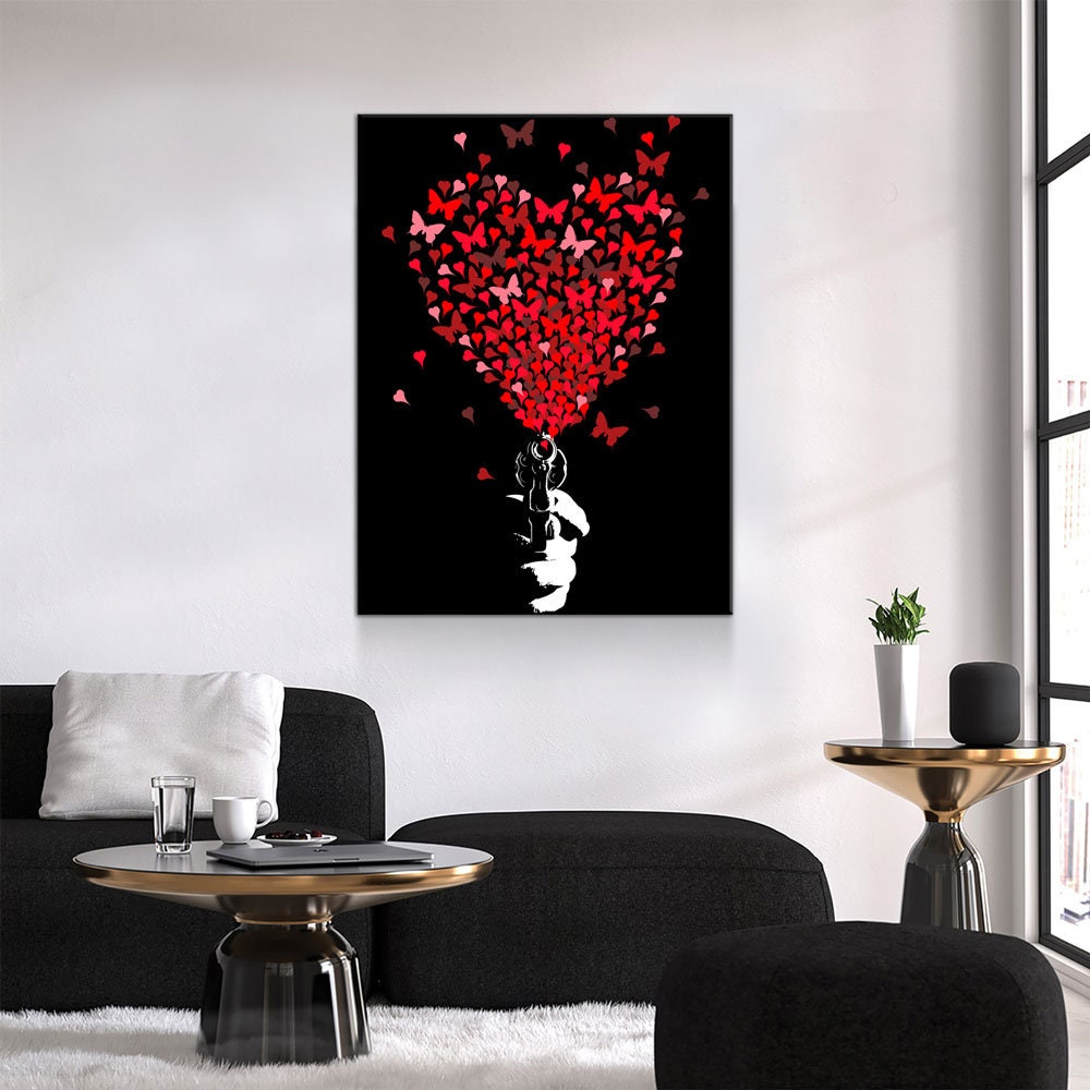 Love Gun Abstract Heart Canvas Wall Art